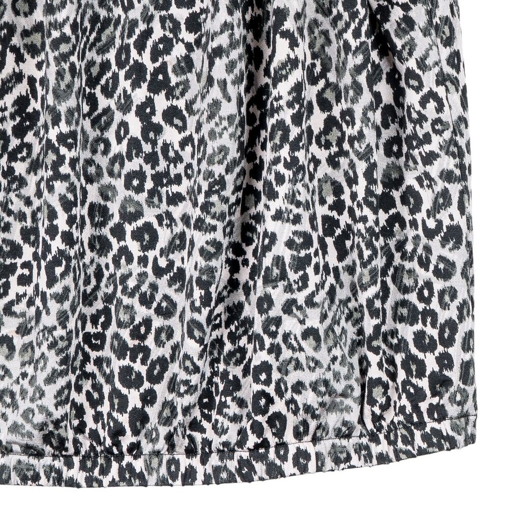 Allen B Leopard Print Peasant Blouse M Womens Black White Short Sleeve Snow - Picture 3 of 5